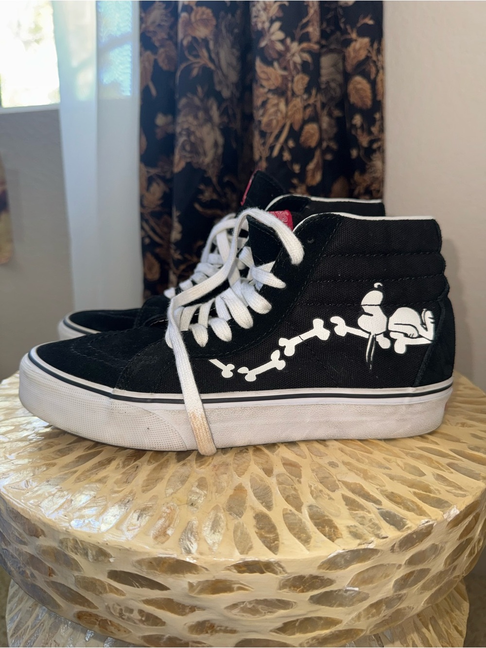 Vans x Peanuts Snoopy Skeleton Sk8-Hi Black High Top Sneakers Men’s 6.5 - Picture 4 of 9